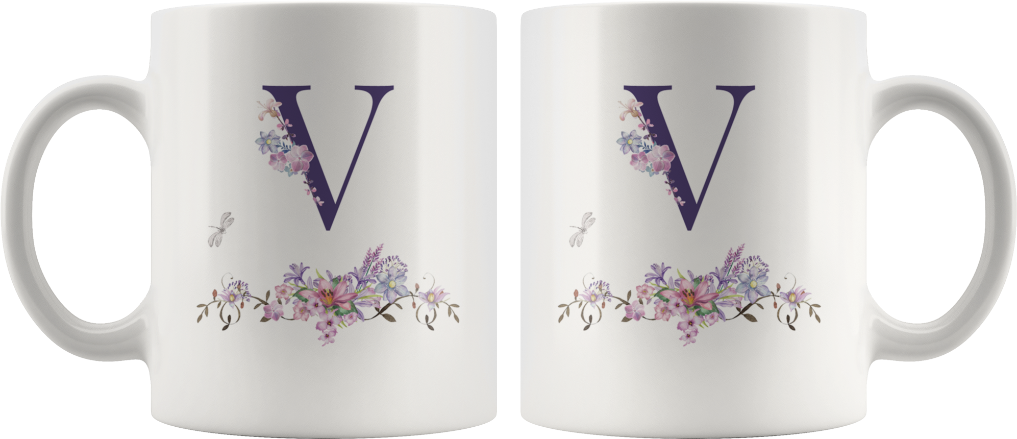 Floral Monogram V Mug