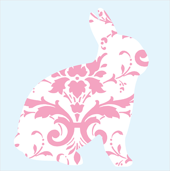 Floral Pattern Bunny Silhouette