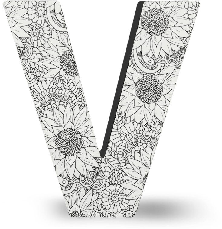 Floral Pattern Letter V