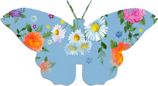 Floral Patterned Butterfly Silhouette