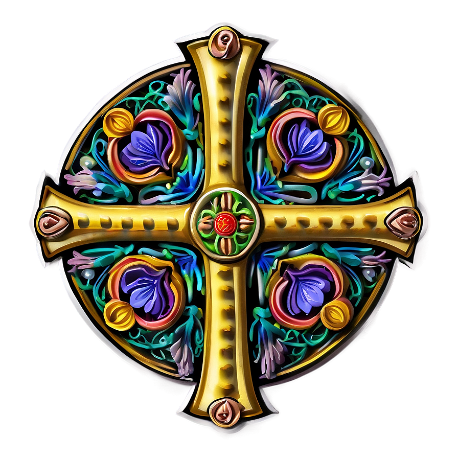 Floral Patterned Celtic Cross Png 63