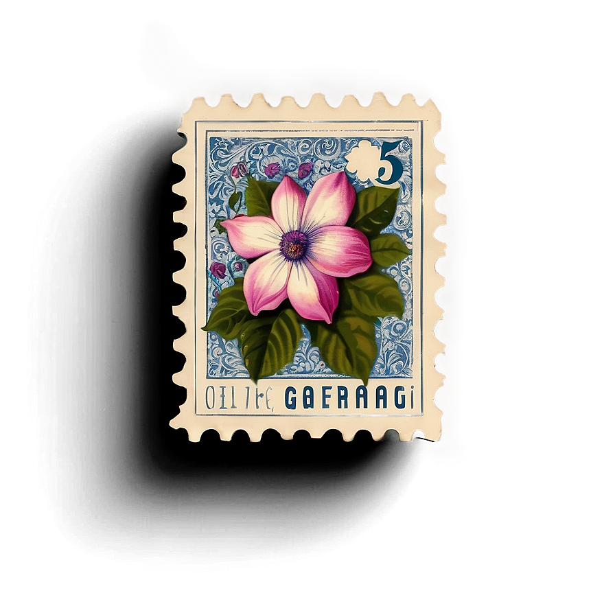 Floral Postage Stamp Art Png Rcq