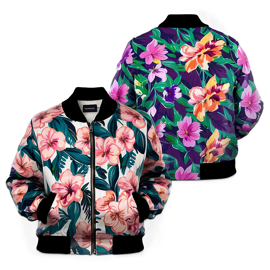 Floral Print Bomber Jacket Png Bvm