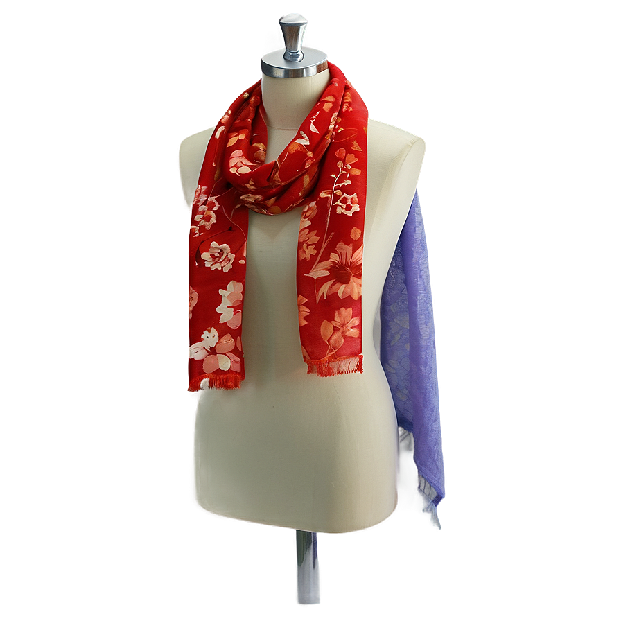 Floral Red Scarf Png 06252024