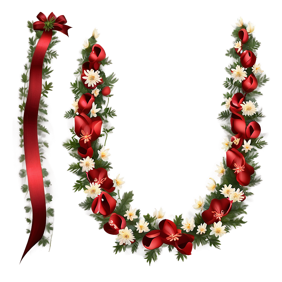 Floral Ribbon Garland Png Efa