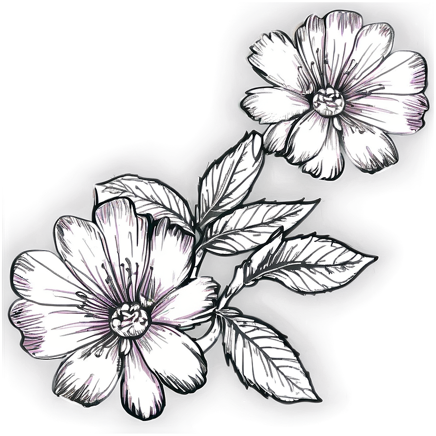 Floral Sketch Illustration Png 33