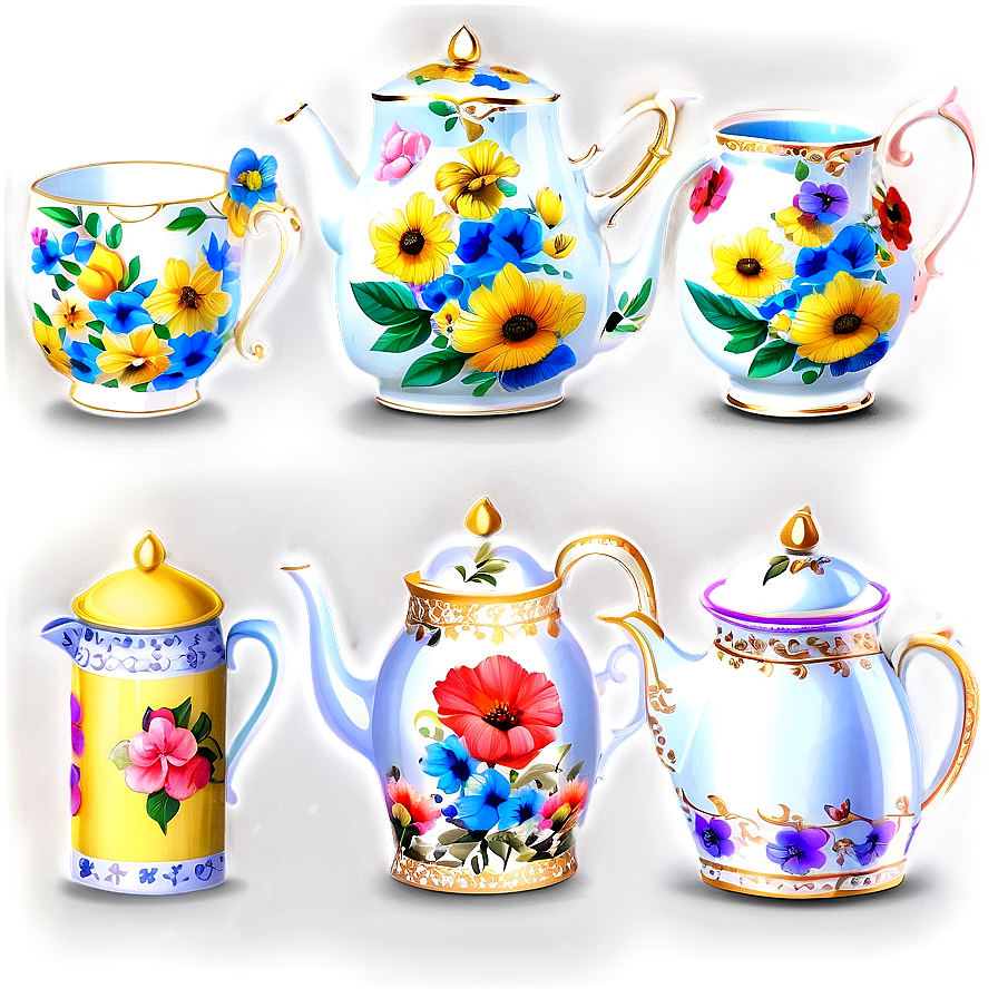 Floral Tea Party Set Png Mdq