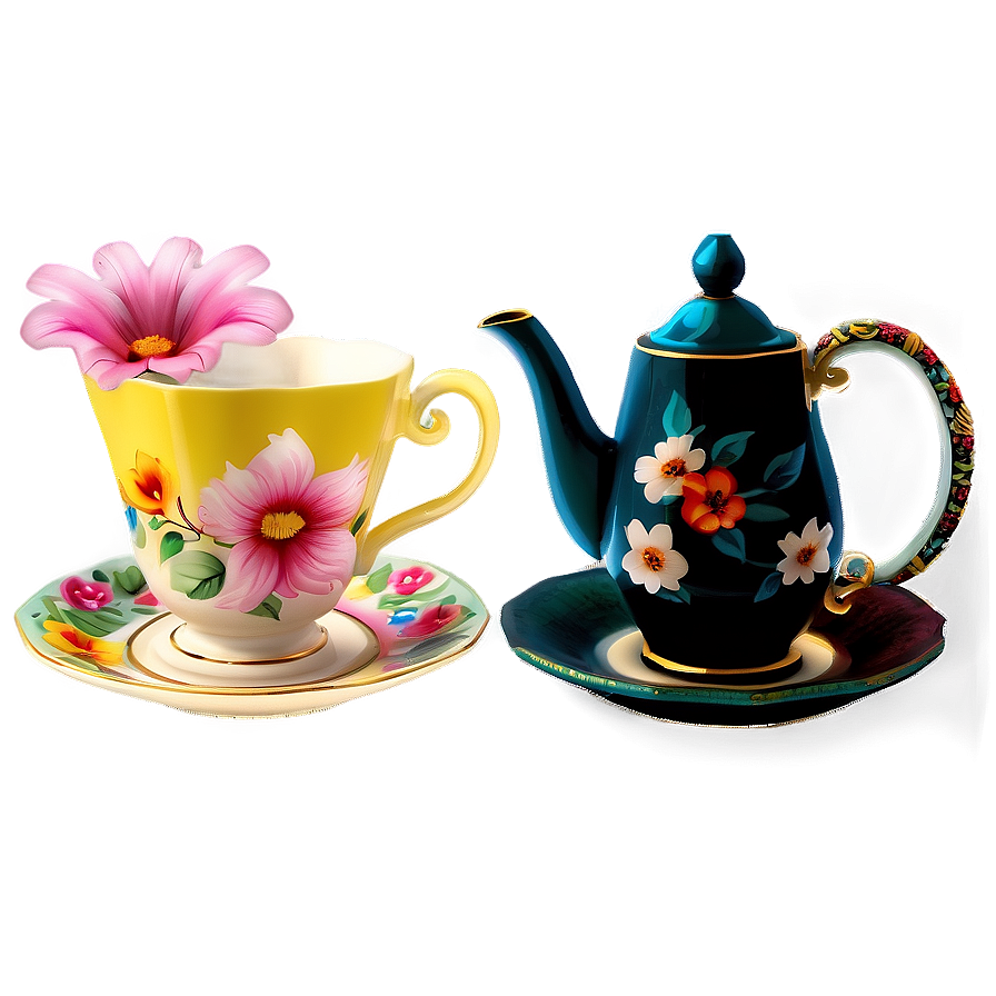 Floral Tea Party Set Png Xaf89