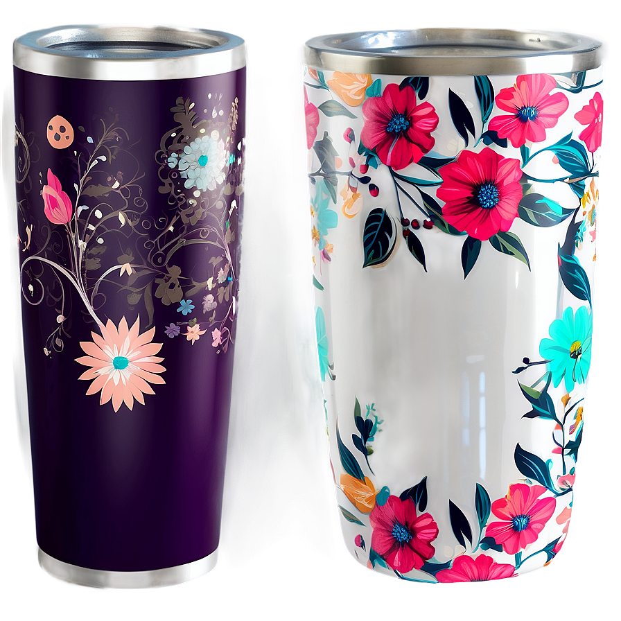 Floral Tumbler Design Png Nxi