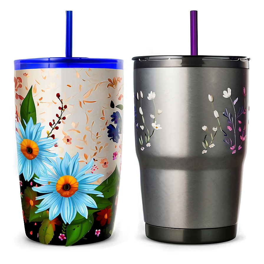 Floral Tumbler Design Png Wyy