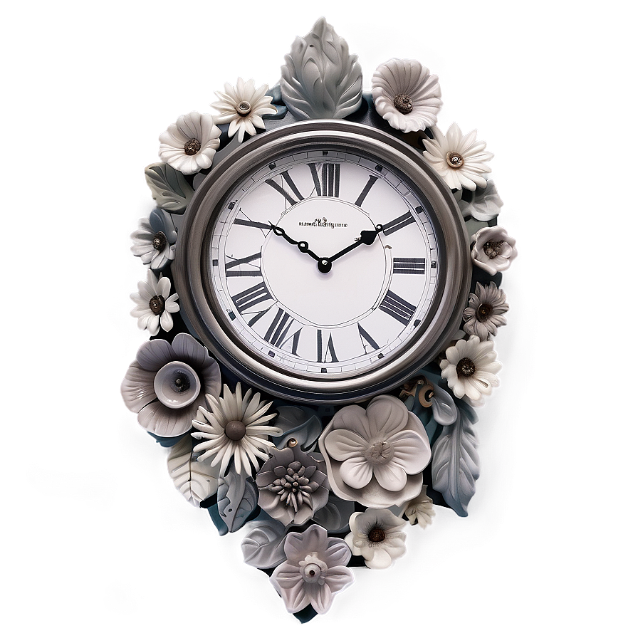 Floral Wall Clock Png Mpn