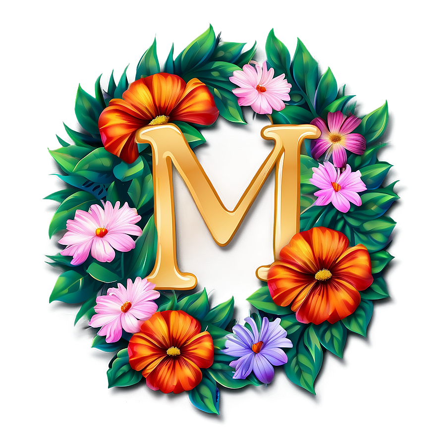 Floral Wreath Letter M Png 24