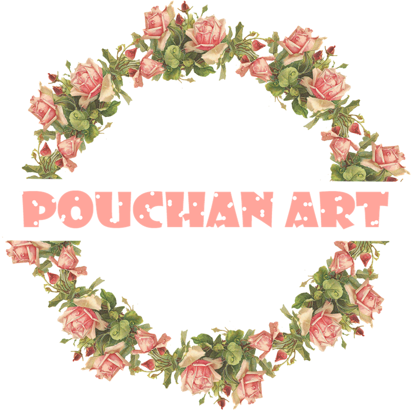 Floral Wreath Pouchan Art Logo