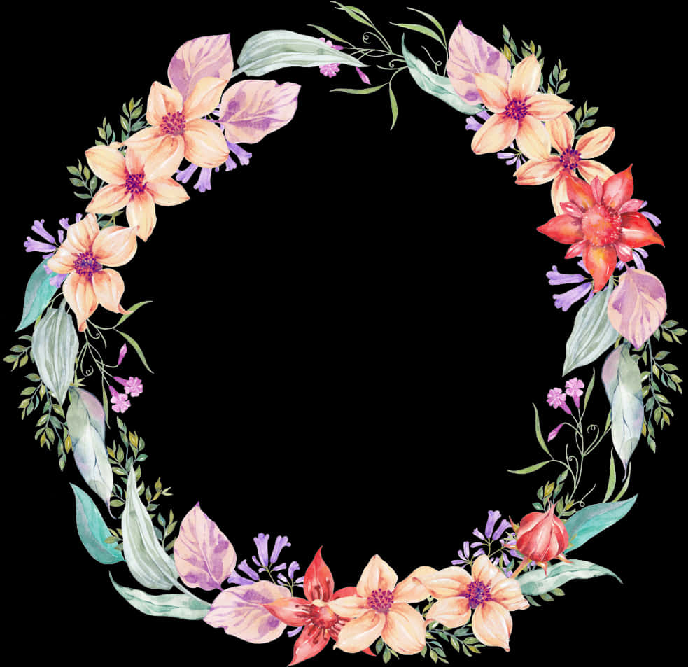 Floral Wreath Watercolor Illustration