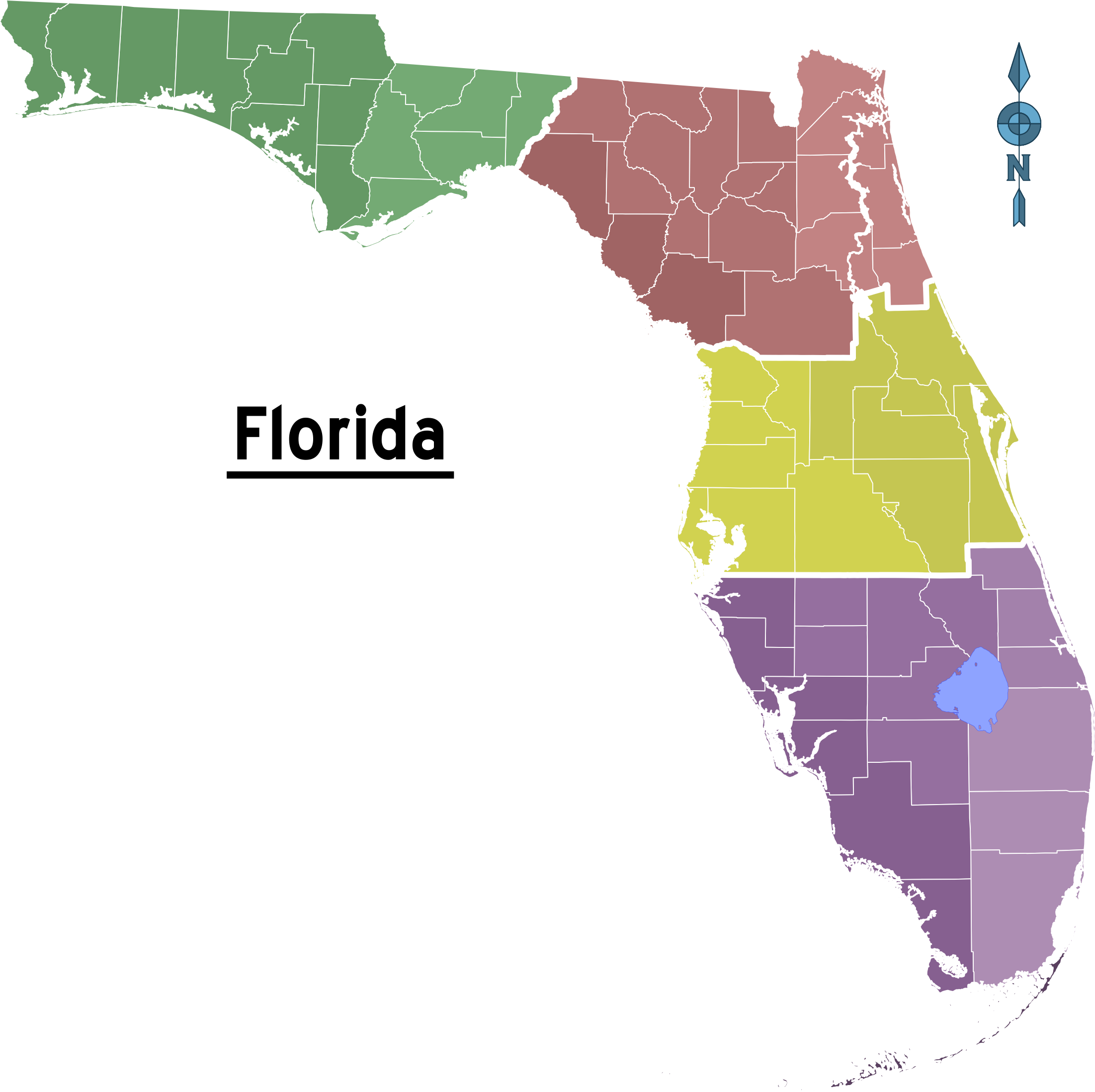 Florida Color Coded Map