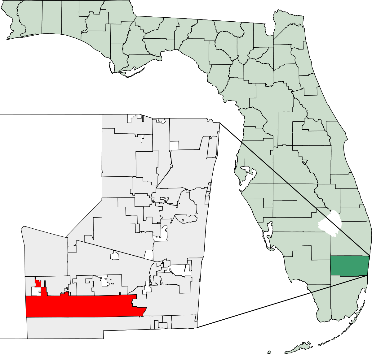 Florida Mapwith Countiesand Highlighted Area