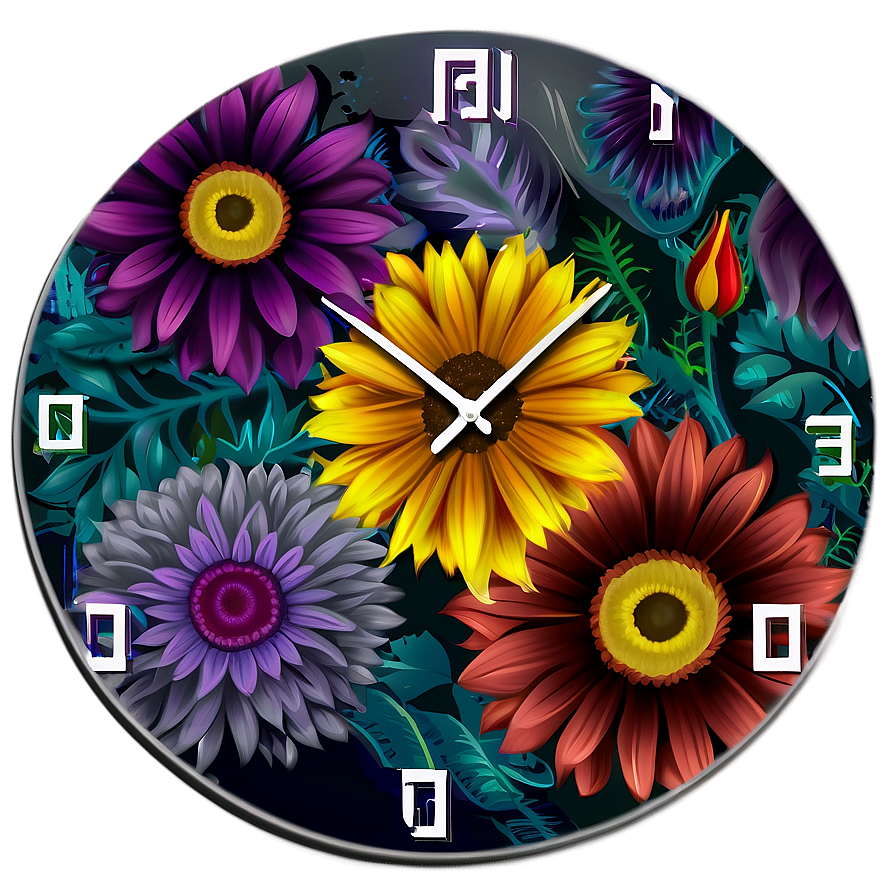 Flower Pattern Clock Png Gfl39