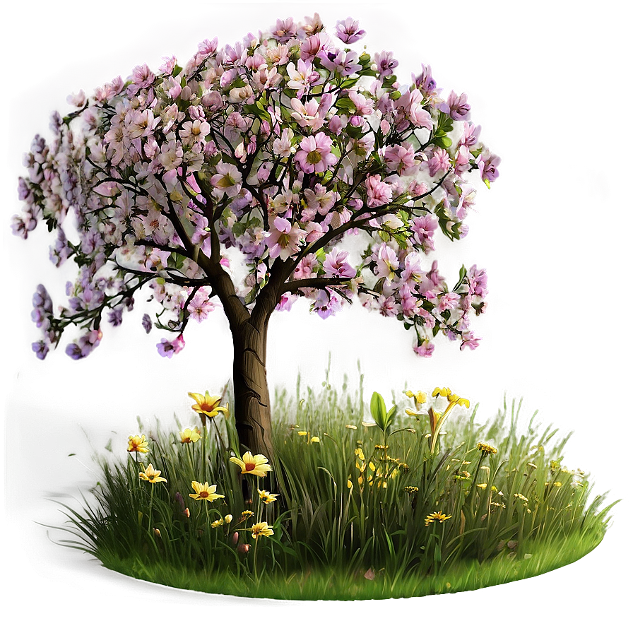 Flower Tree In Meadow Png 06282024