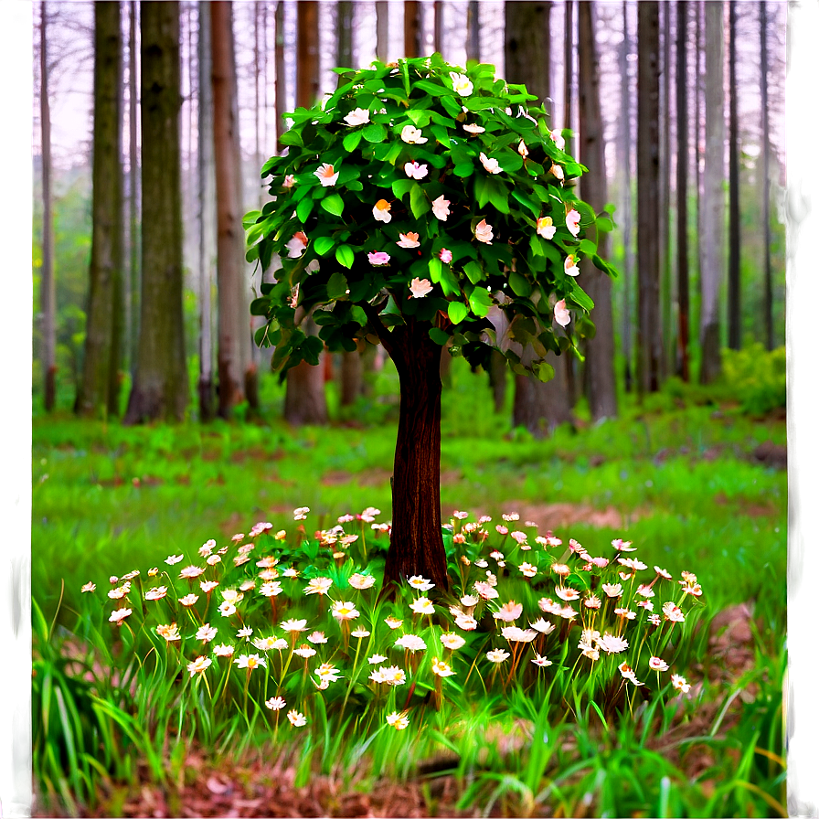 Flower Tree In Secluded Forest Png 89