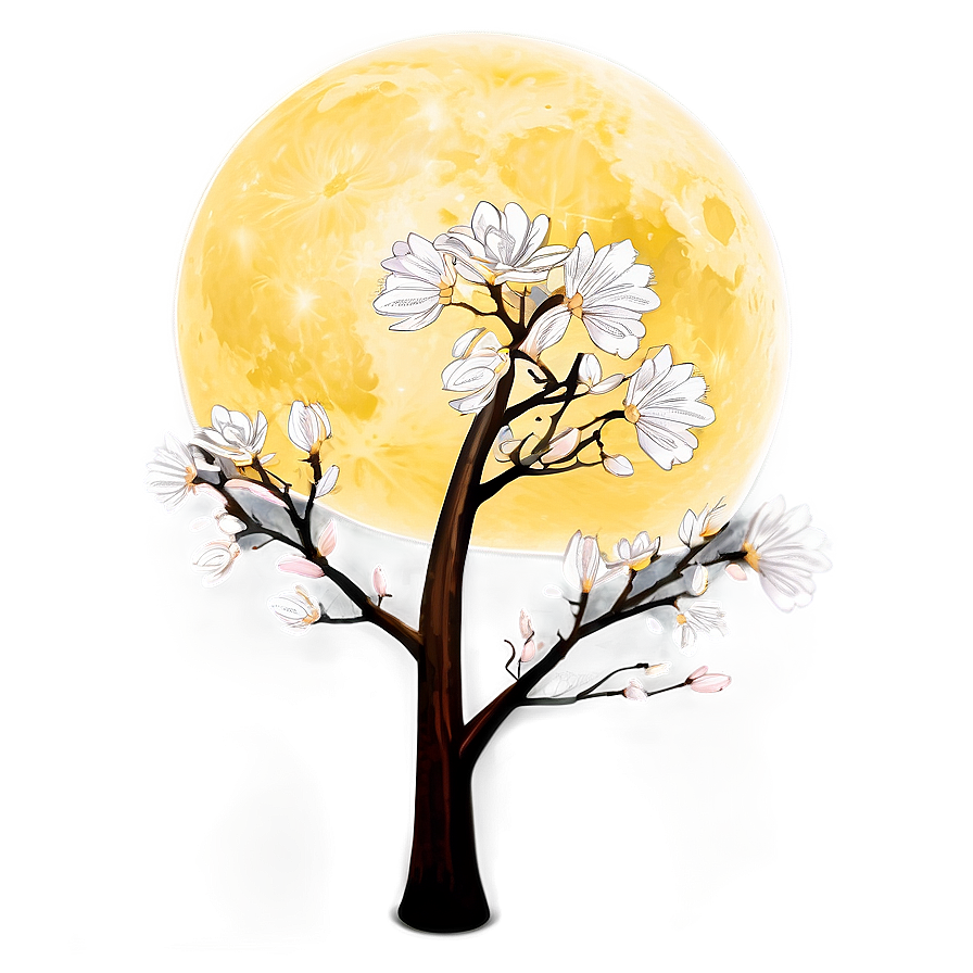 Flower Tree Under Moonlight Png 71