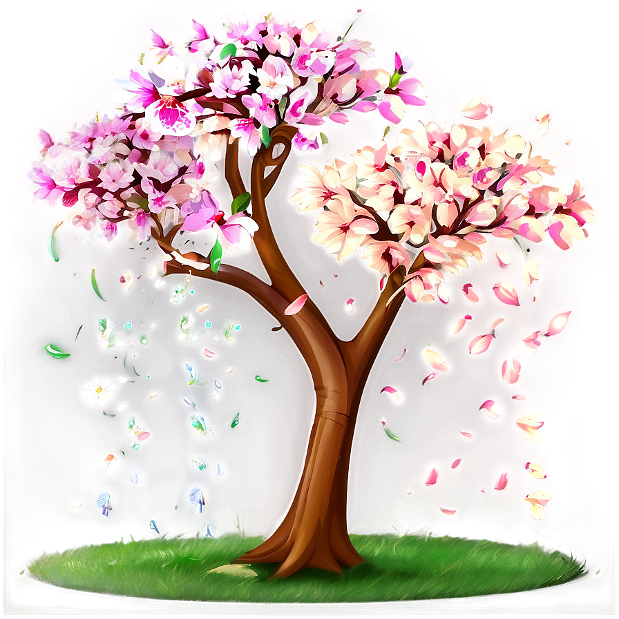 Flower Tree With Falling Petals Png 06282024