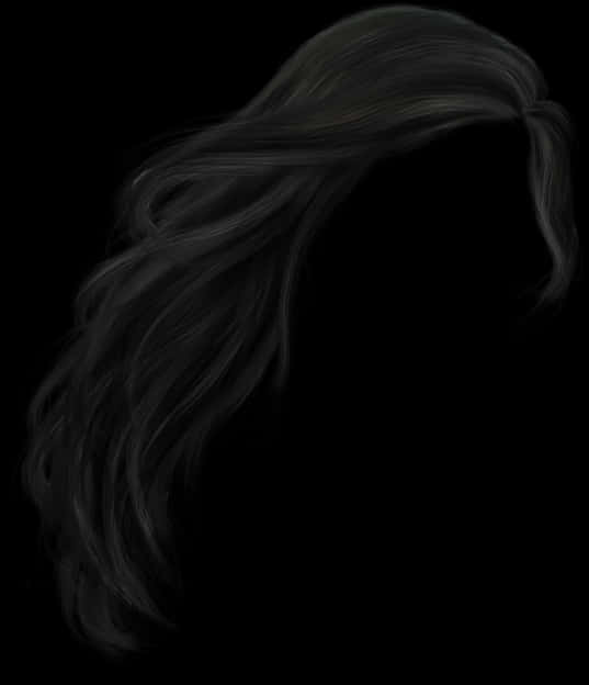 Flowing Black Hair Artwork