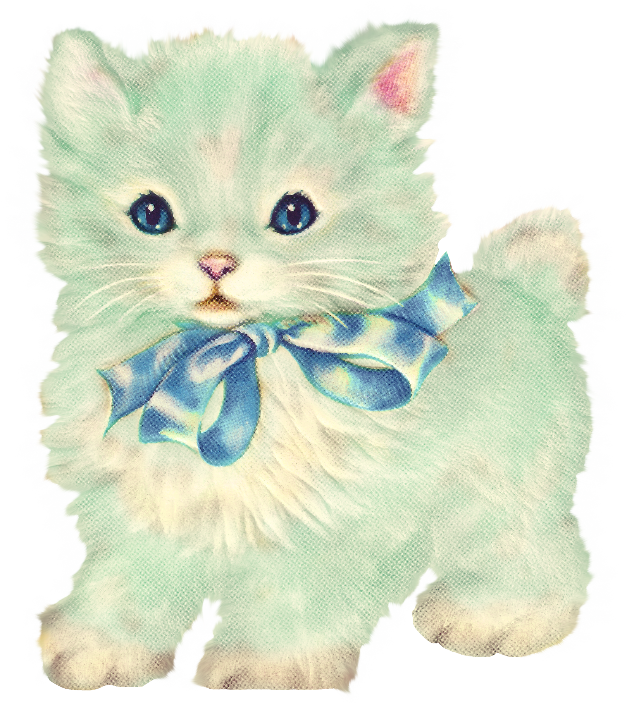 Fluffy Blue Bow Kitten