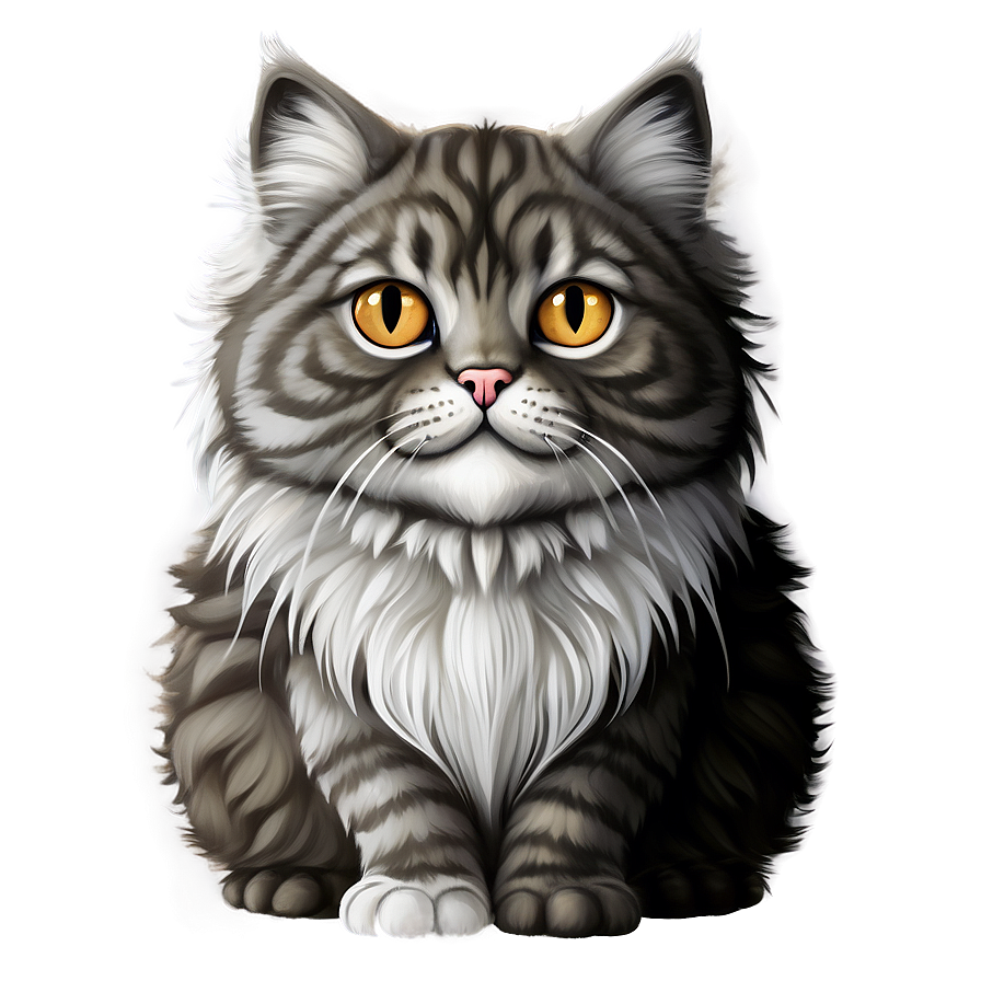 Fluffy Cat Illustration Png C