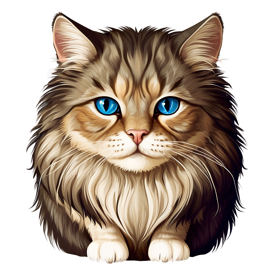 Fluffy Cat Illustration Vector Png Csh13