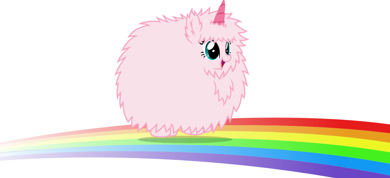 Fluffy Pink Creature On Rainbow