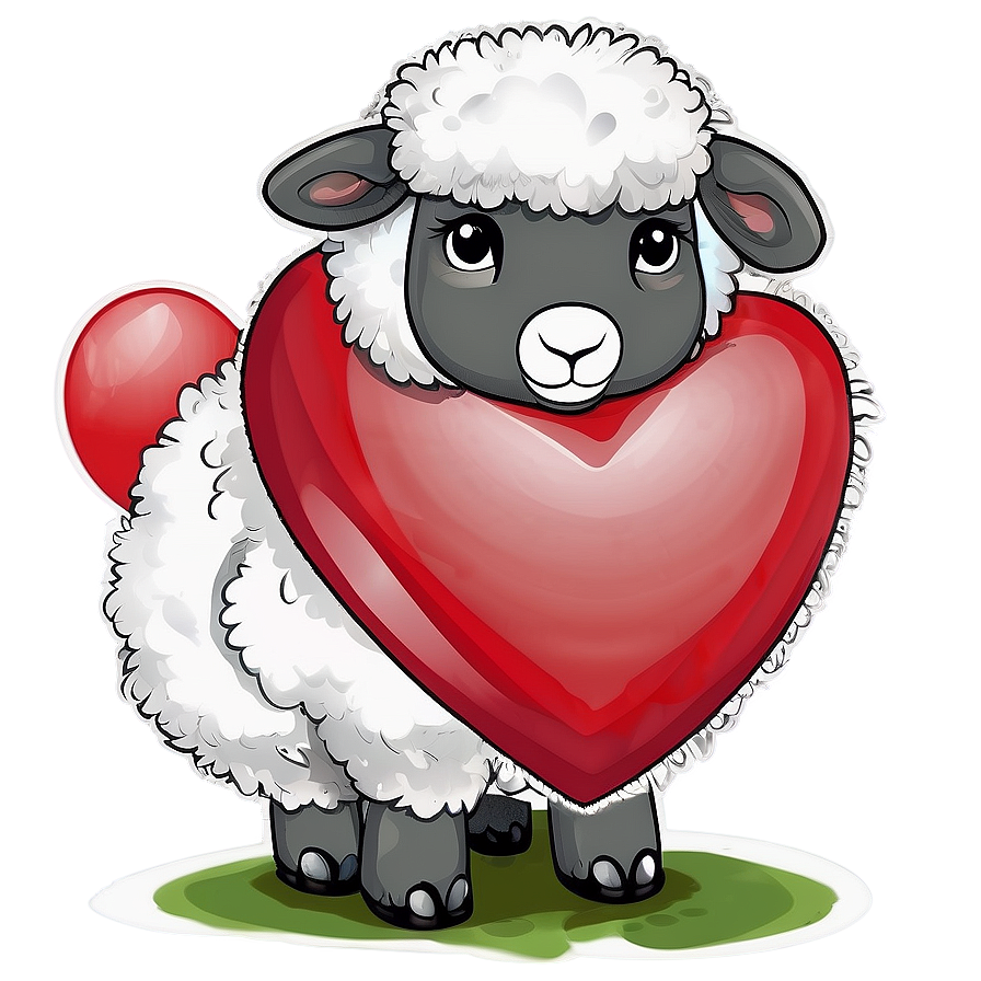 Fluffy Valentines Day Sheep Png 05232024