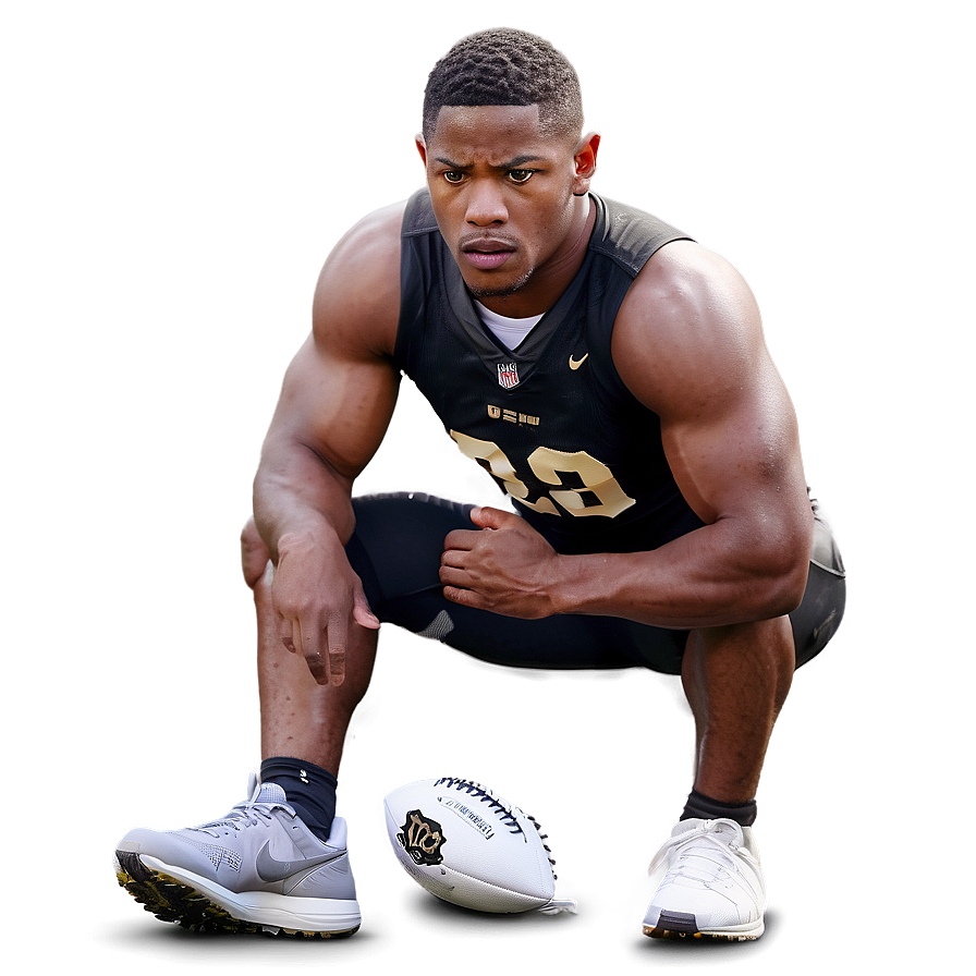 Focused Football Player Crouching