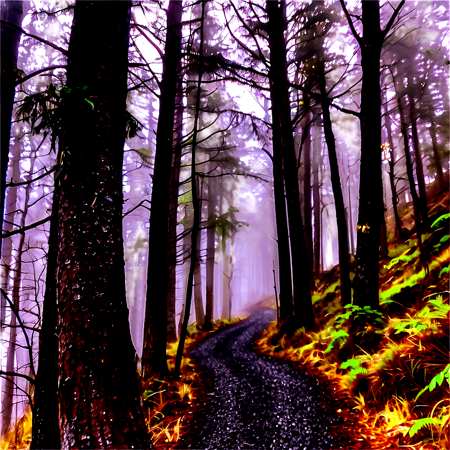 Foggy Forest Trail Photo Png 78