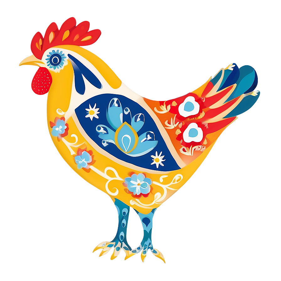 Folk Art Hen Motif Png Gea