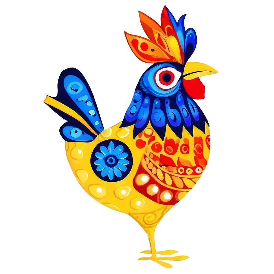 Folk Art Hen Motif Png Kib