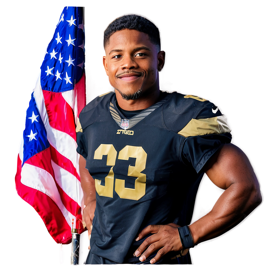 Football Playerwith American Flag