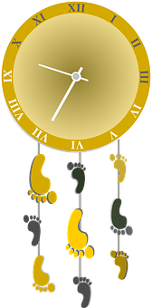 Footsteps Pendulum Clock Illustration