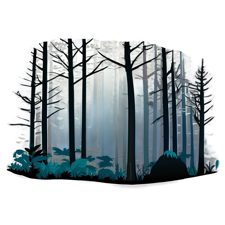 Forest Foggy Morning Clipart Png 06262024