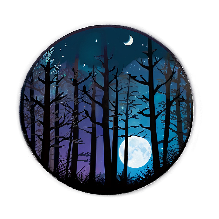 Forest Moonlight Clipart Png 06262024