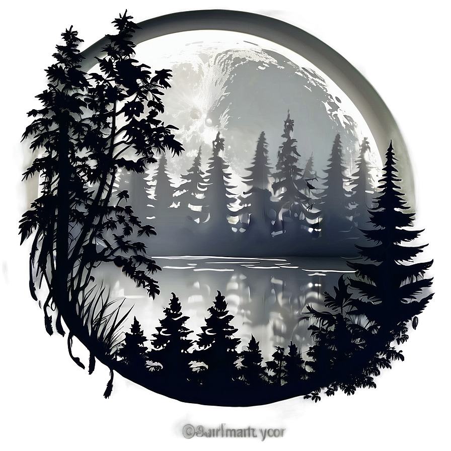 Forest Moonlight Clipart Png 06262024