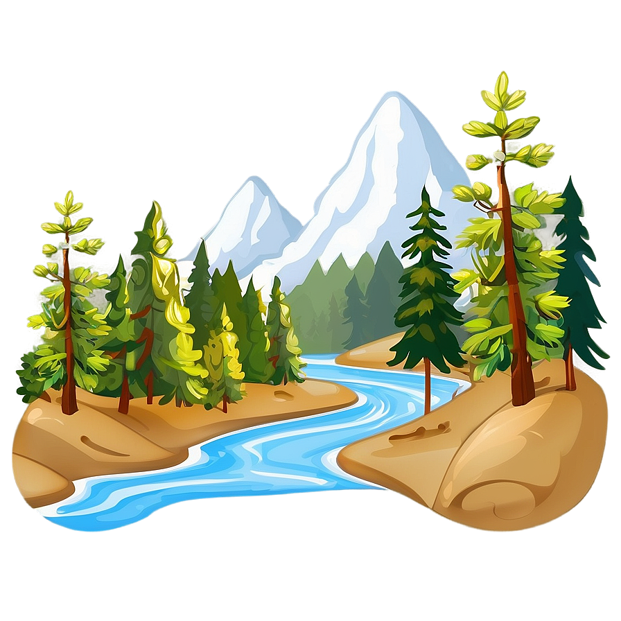 Forest Mountain River Clipart Png Aeu17