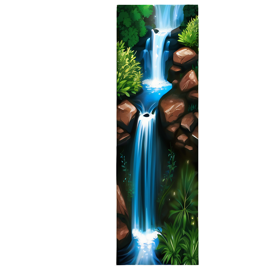 Forest Stream Waterfall Clipart Png 06262024