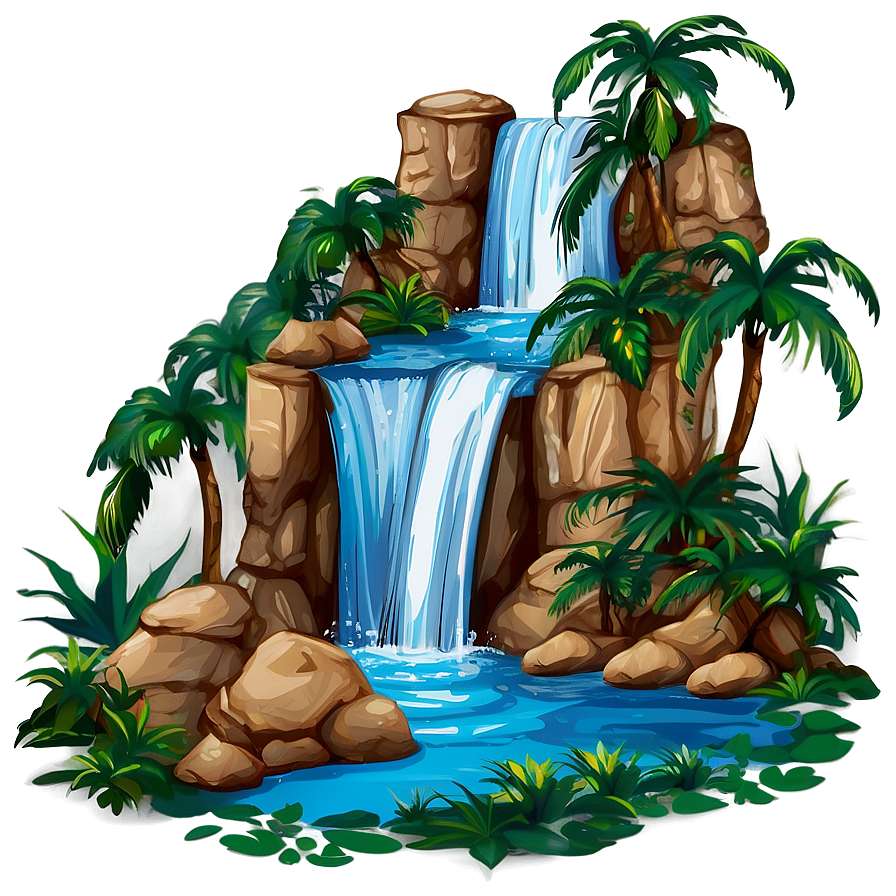 Forest Waterfall Oasis Clipart Png 06262024