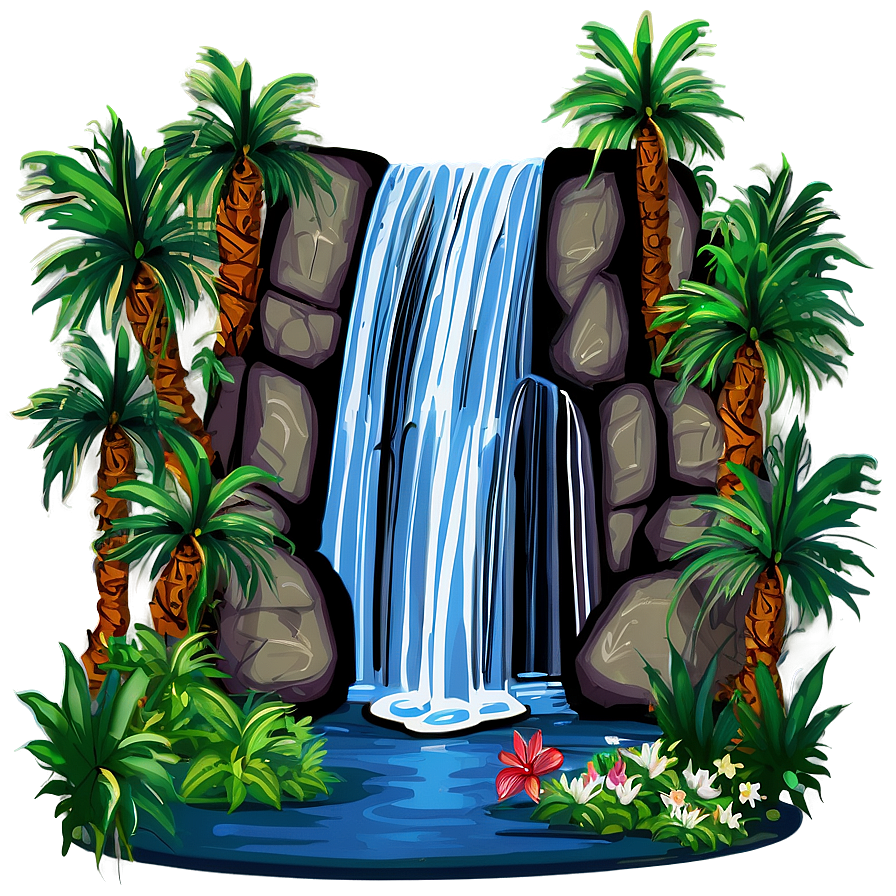 Forest Waterfall Oasis Clipart Png 62