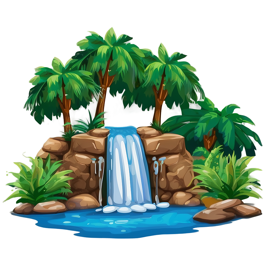 Forest Waterfall Oasis Clipart Png 88