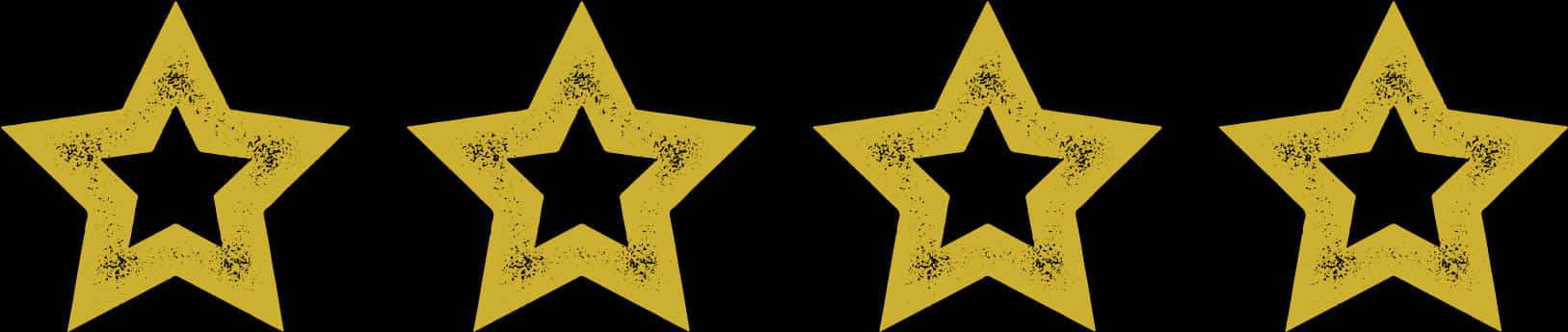 Four Grunge Yellow Stars Black Background