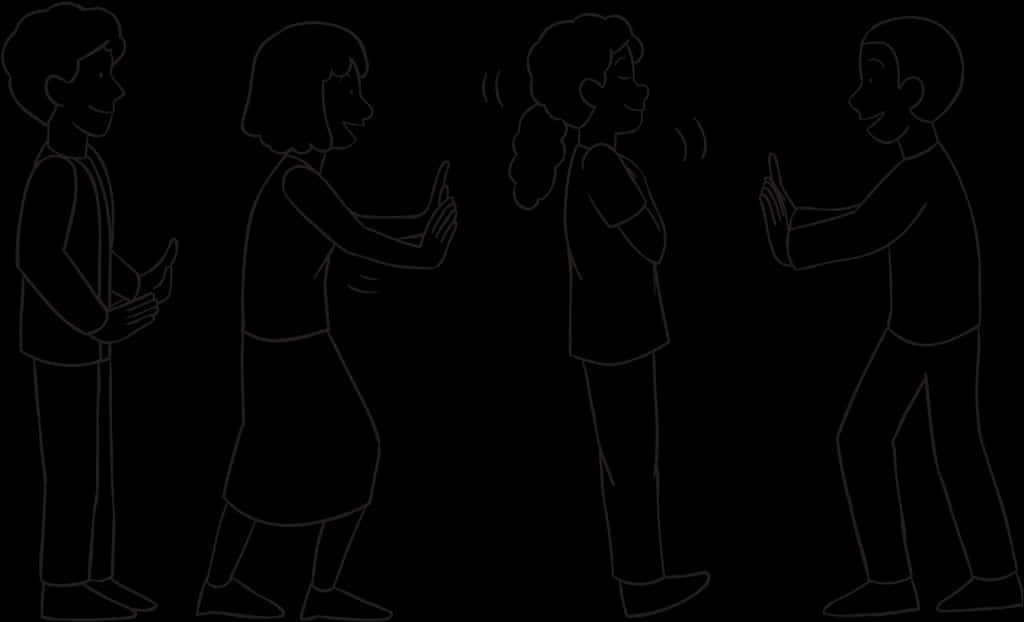 Four People Communicating Silhouette