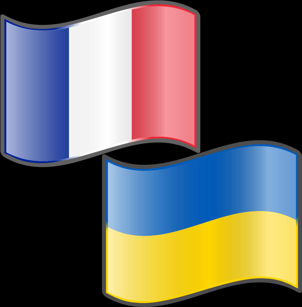 French_and_ Ukrainian_ Flags_ Vector