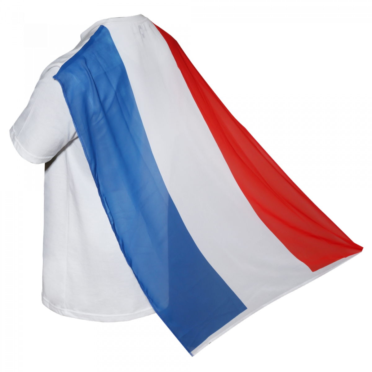 French Tricolor Cape Worn Over Shoulders