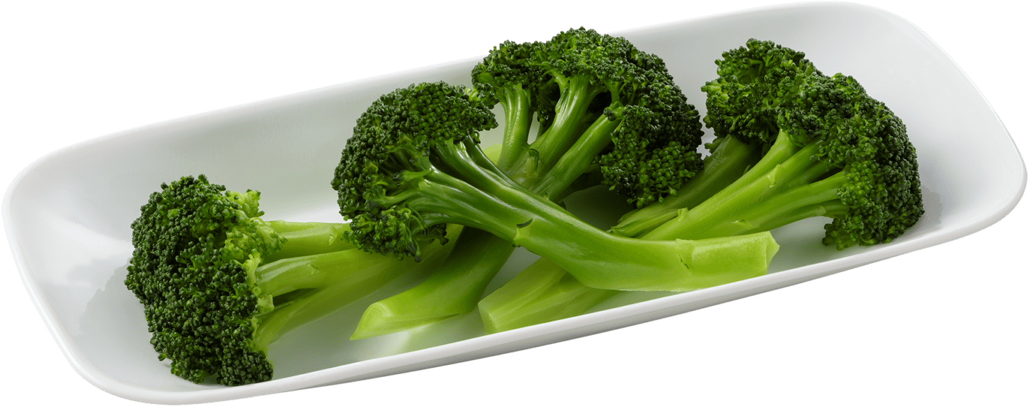 Fresh Broccoli Stalkson White Platter